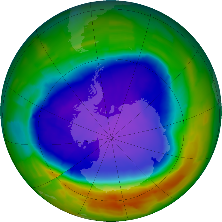 Antarctic ozone map for 02 October 2011